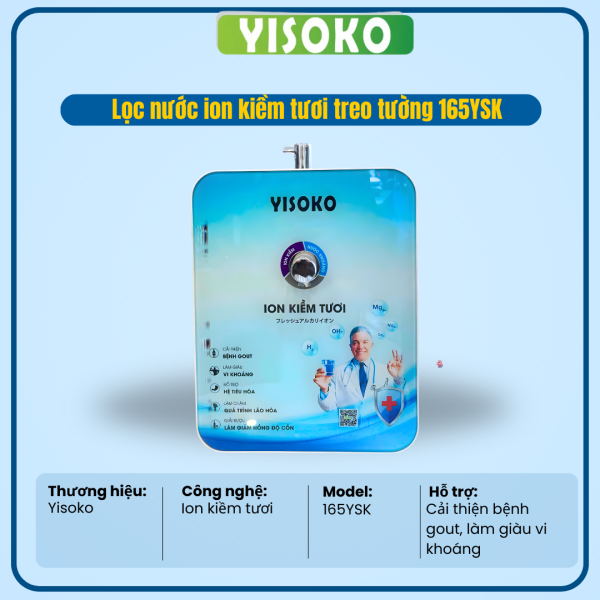 LỌC NƯỚC ION KIỀM TƯƠI TREO TƯỜNG YISOKO 165YSK